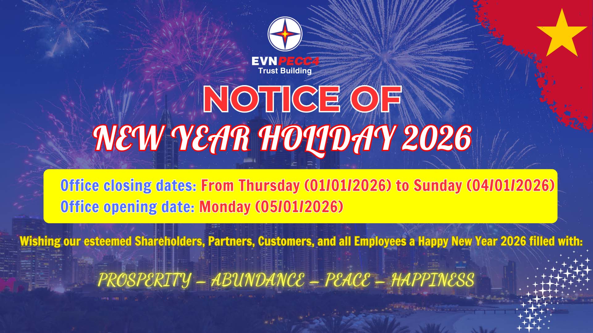 Notice of New Year Holiday 2026